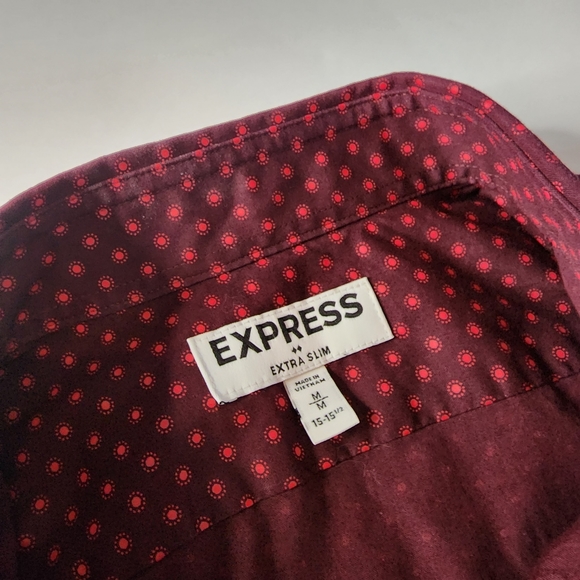Express Men's Red Dot Long Sleeve Button Up/Down Medium Slim Fit Great Condition - Picture 5 of 7